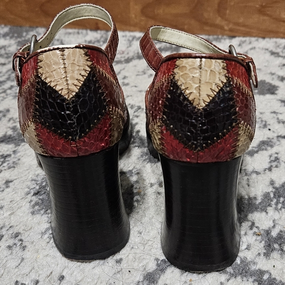 Vintage 1990s reptile patchwork chunky heels - Picture 6 of 6